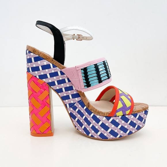 Sophia Webster Celia Platform Sandal Colorblock Multicolor Block Heel Rainbow - Picture 8 of 12